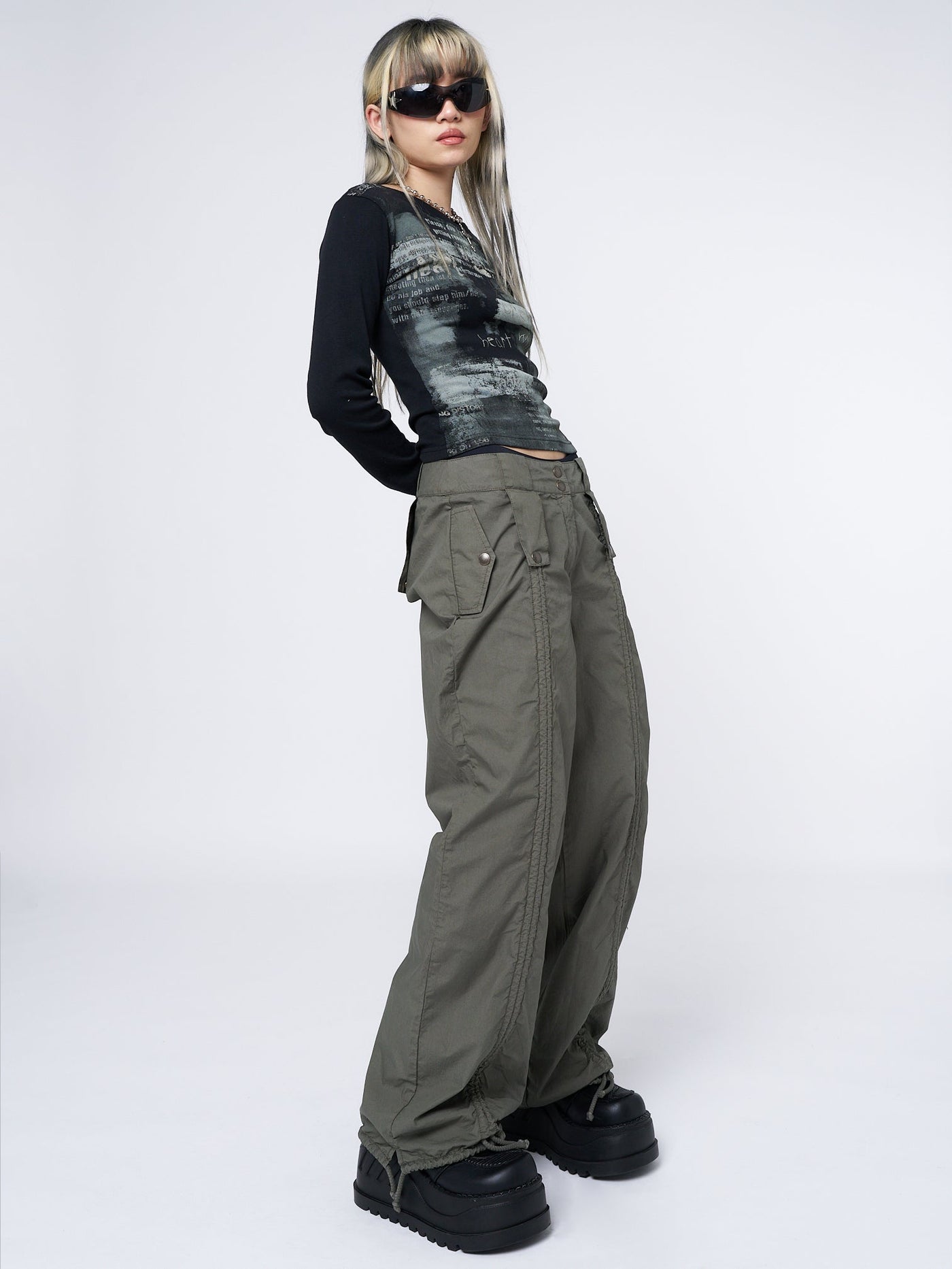 Bea Green Ruched Front Pants - Minga  US