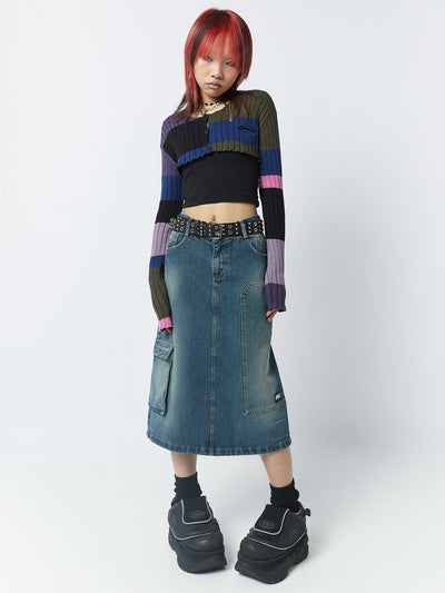 Clueless Multi-Colour Extreme Cropped Cardigan