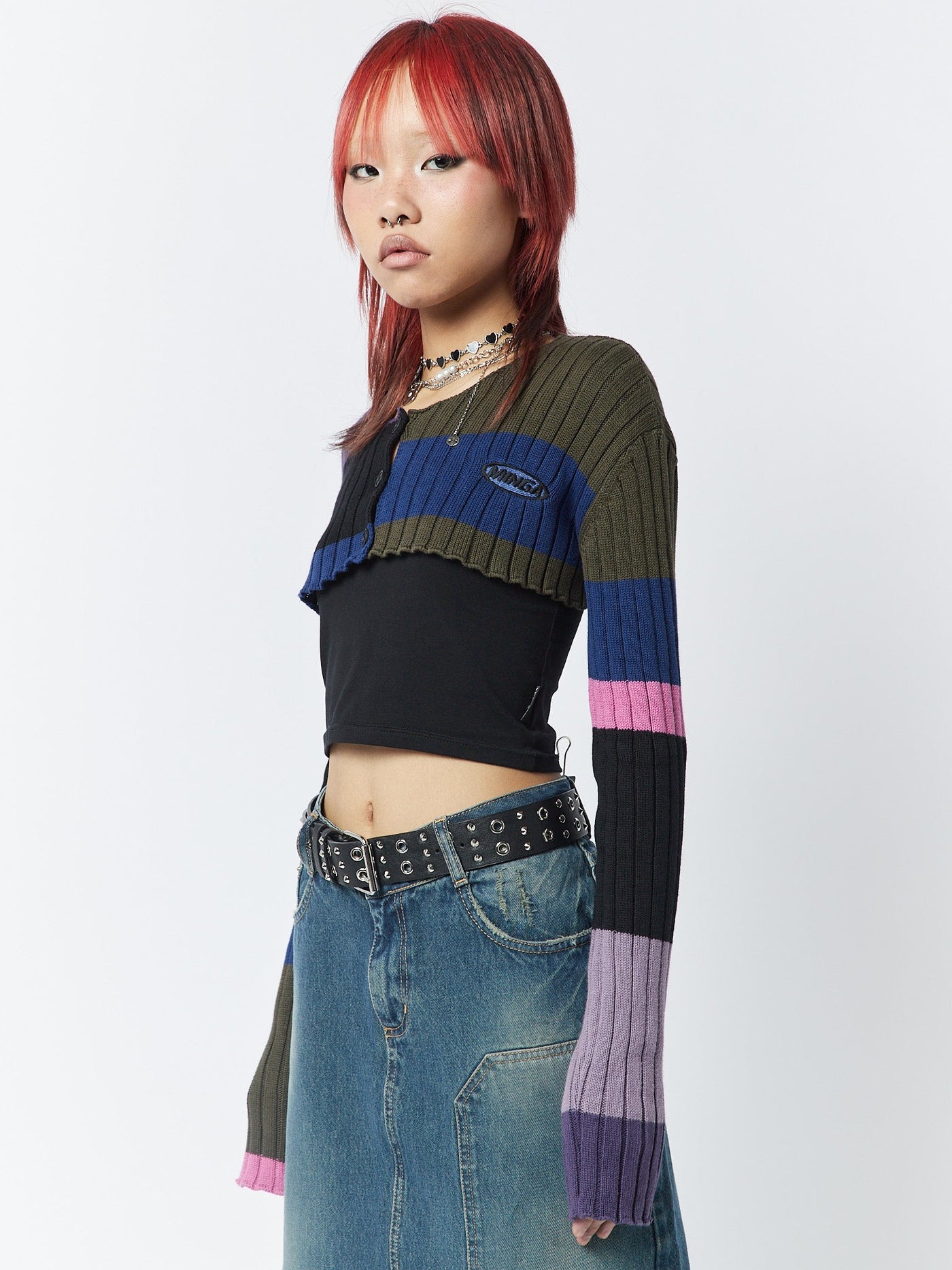 Clueless Multi-Colour Extreme Cropped Cardigan