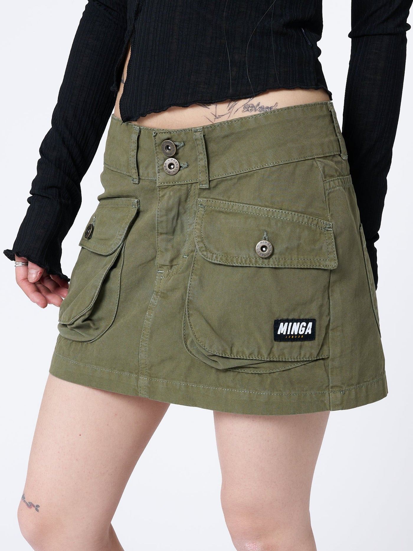 Shay Green Cargo Mini Skirt