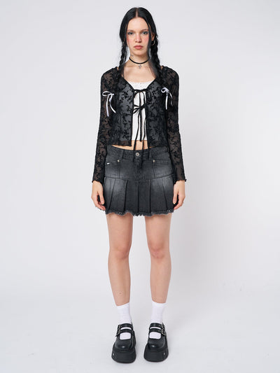 Dark Waters Black Tie Blouse Top