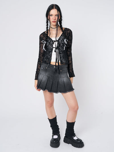 Dark Waters Black Tie Blouse Top