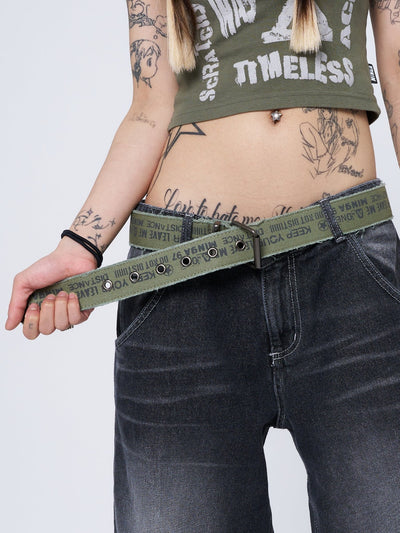 Do Not Disturb Army Green Canvas Belt
