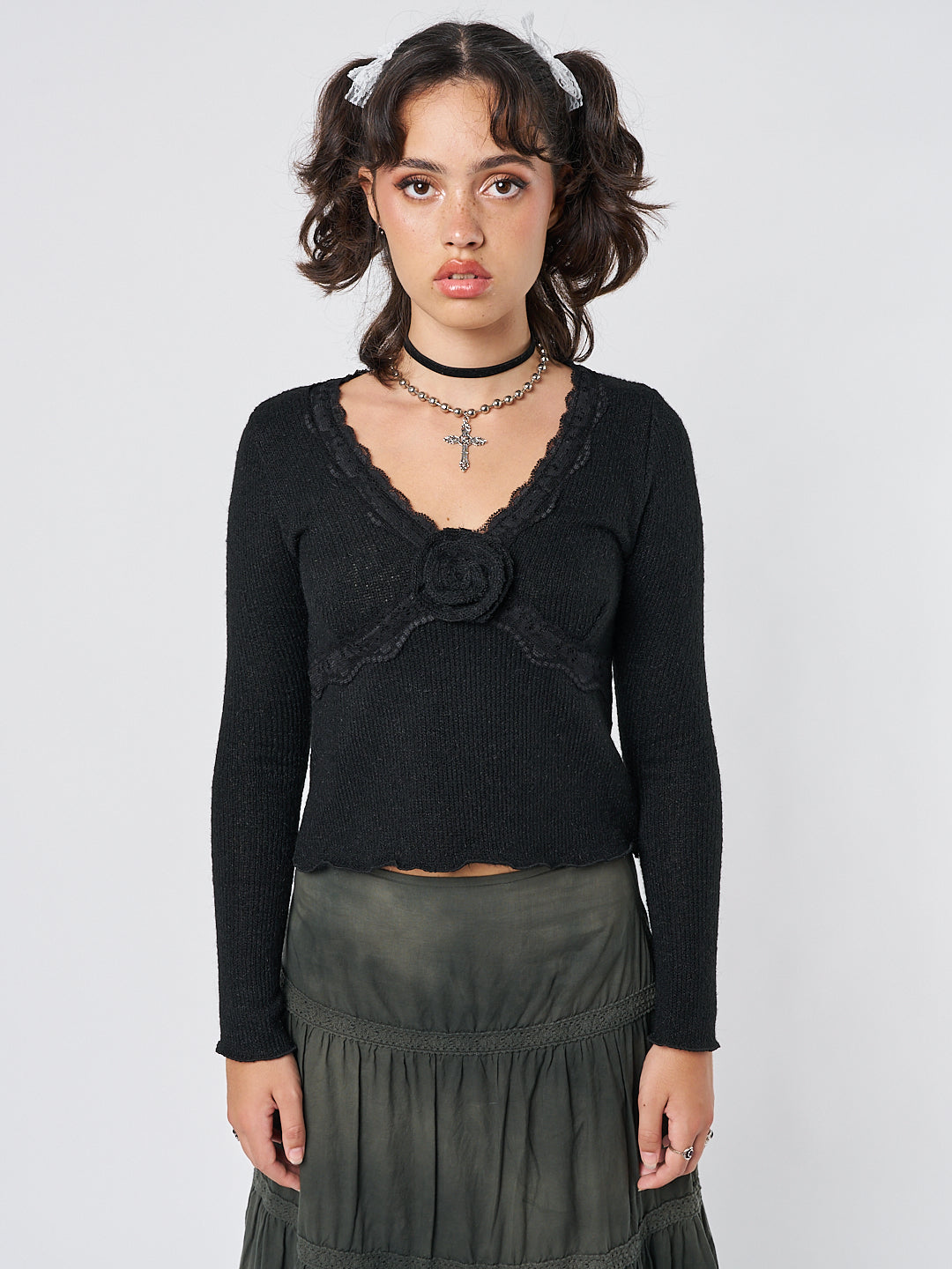 Ida Rose Black Knitted Top
