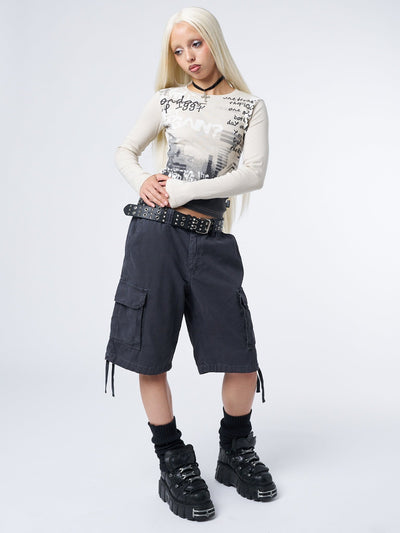 Issa Black Long Cargo Shorts - Minga  US