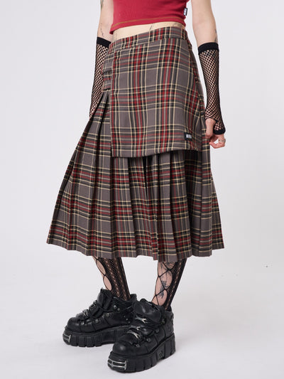 Laurie Pleated Tartan Midi Skirt