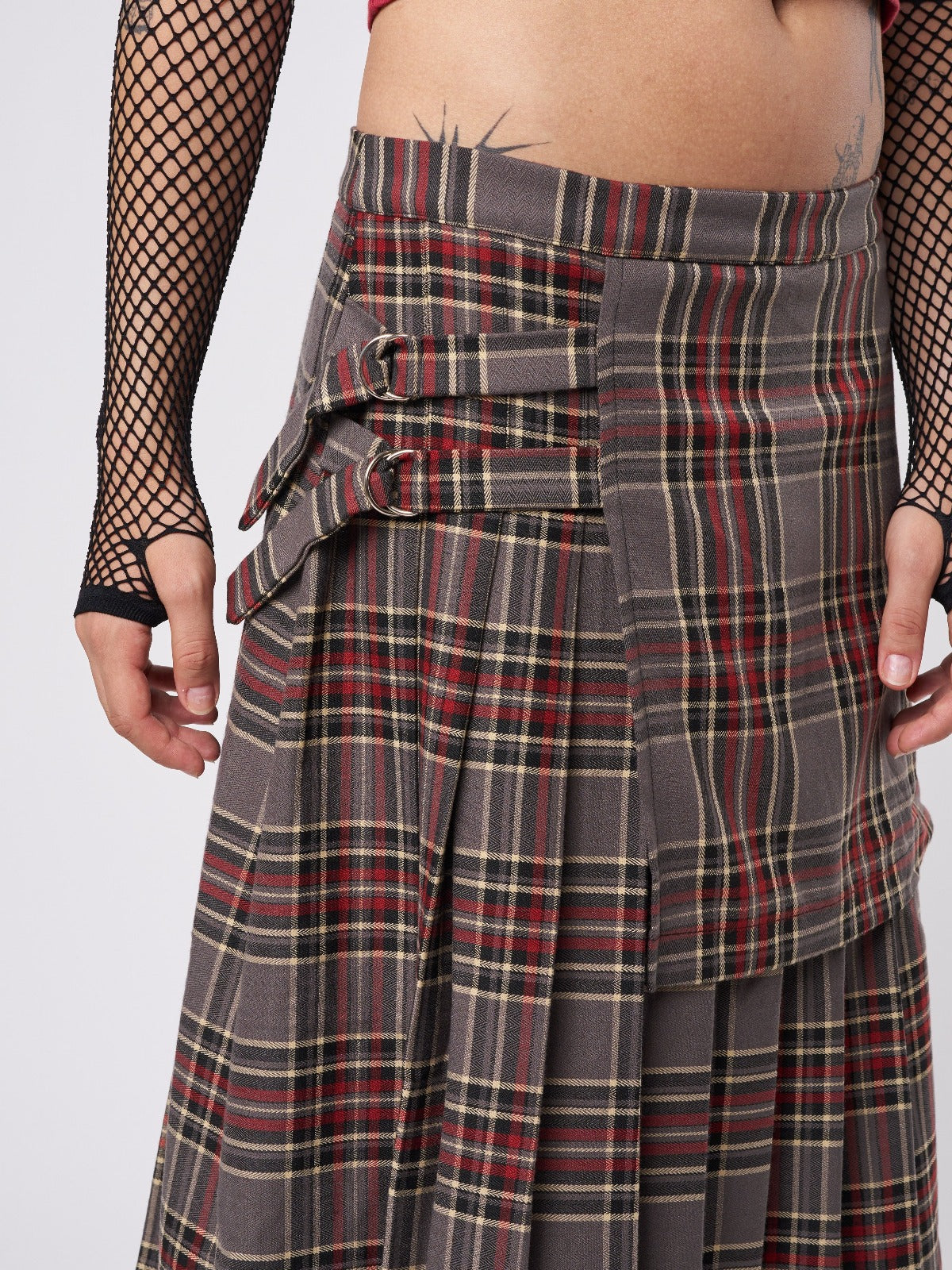 Laurie Pleated Tartan Midi Skirt
