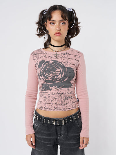 Lost Rose Pale Pink Graphic Top