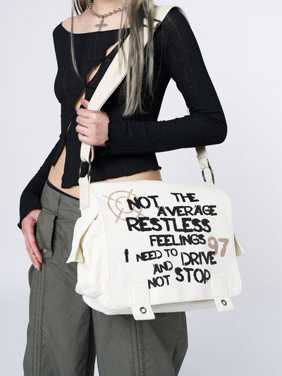 Non Stop White Canvas Messenger Bag