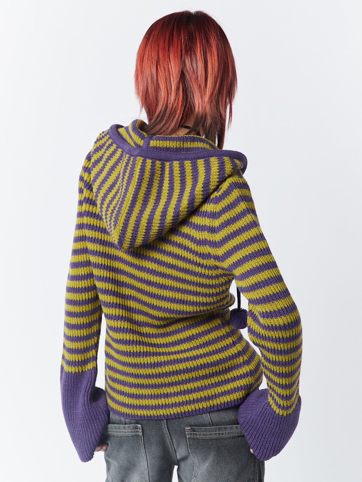Paige Yellow & Purple Knitted Hoodie - Minga  US