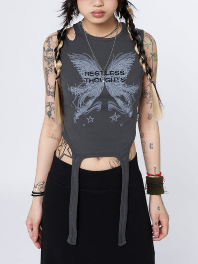 Restless Thoughts Grey Straps Top