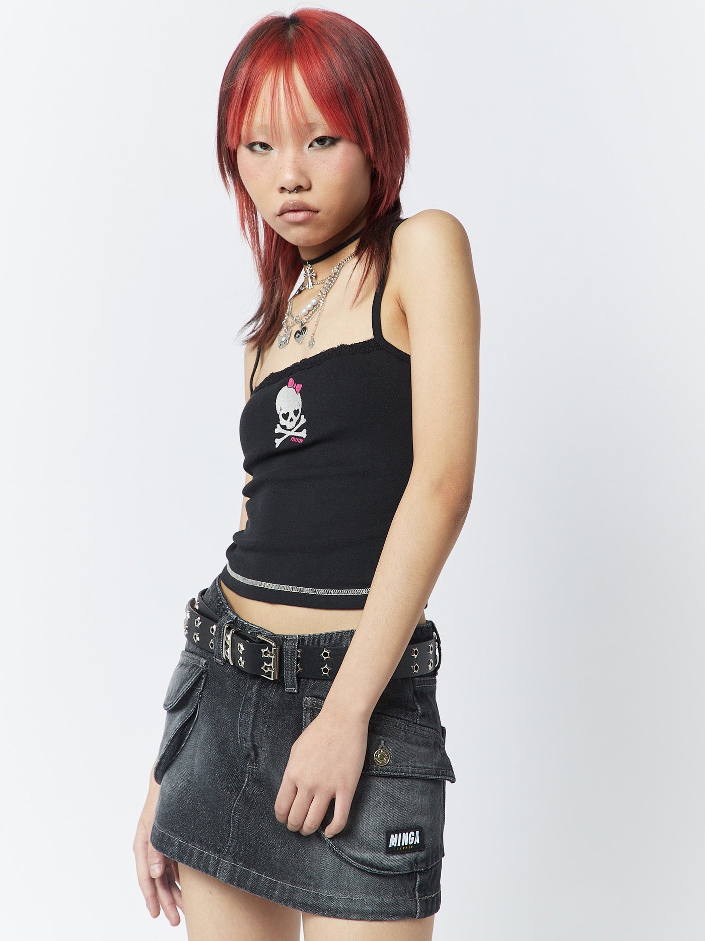 Skull Girl Black Lace Trim Cami Top Minga London skull-girl-black-lace-trim-cami-top-minga-london