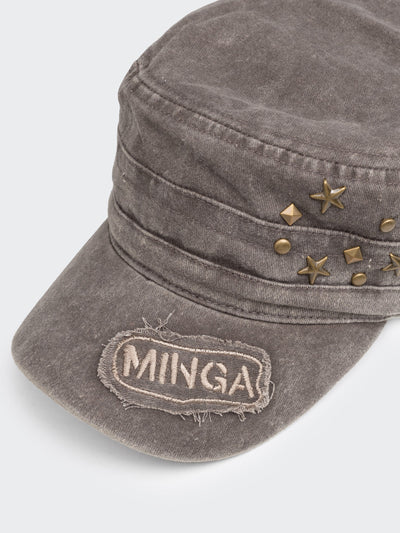 Star Studded Brown Minga Military Cap