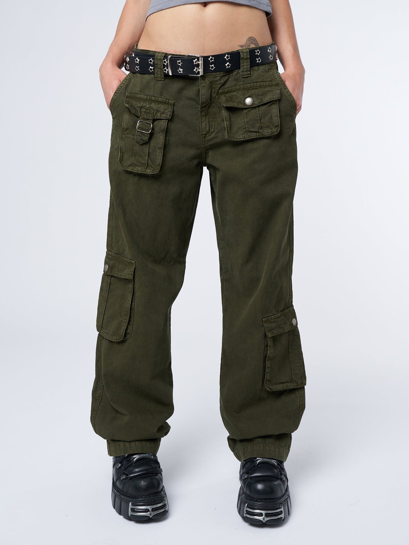 Trooper Green Multi Pocket Cargo Pants | Minga US