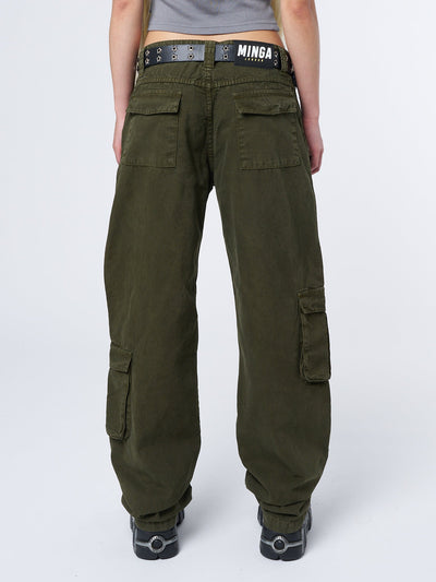 Trooper Green Multi Pocket Cargo Pants - Minga  US