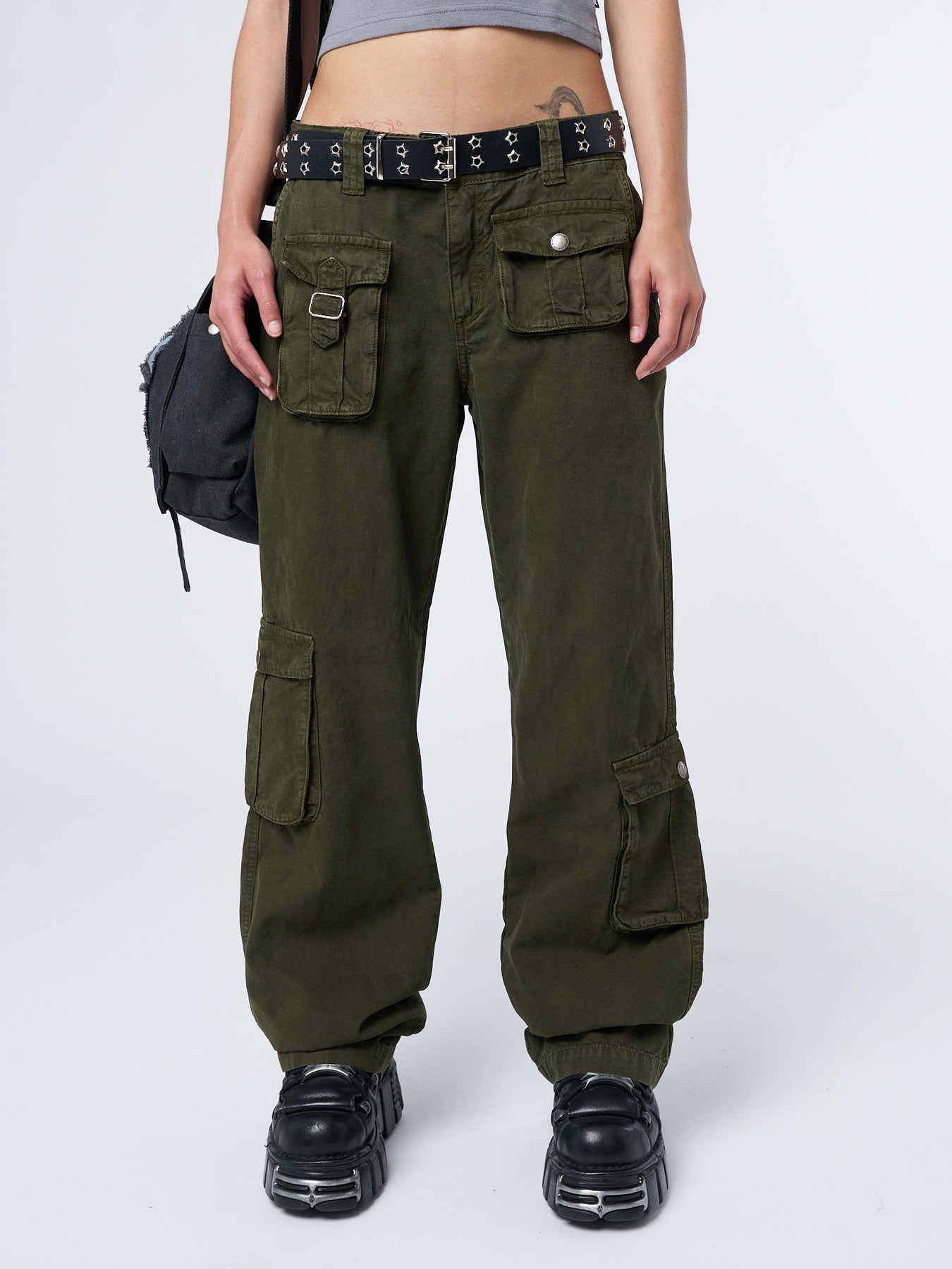 Trooper Green Multi Pocket Cargo Pants | Minga London US