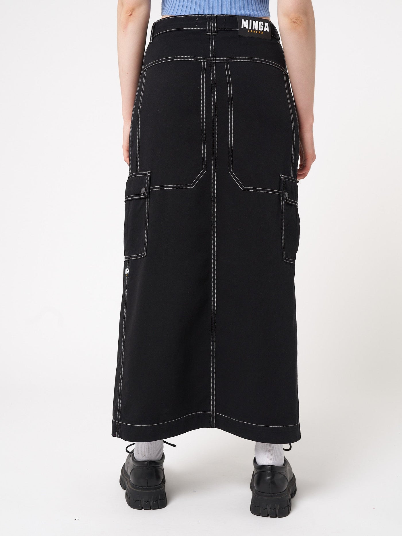 Deb Black Cargo Maxi Skirt | Minga US
