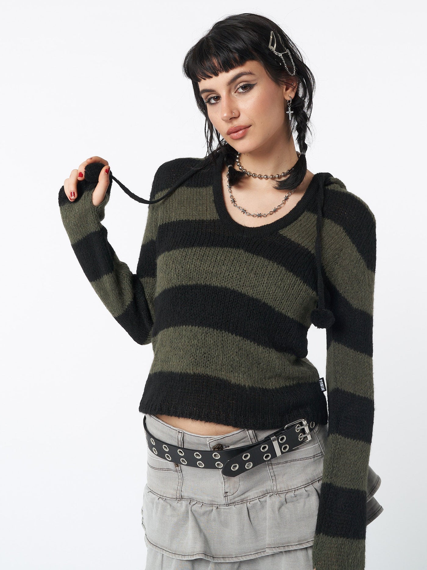 Forest Stripes Knitted Hoodie