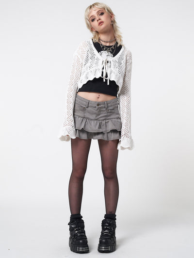 Kat Washed Grey Denim Y2k Mini Skirt - Minga  US