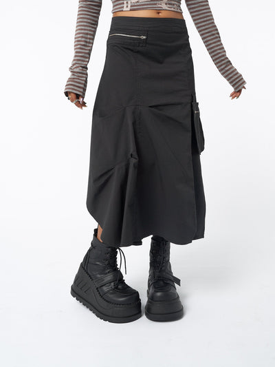 Lexi Black Tech Cargo Maxi Skirt