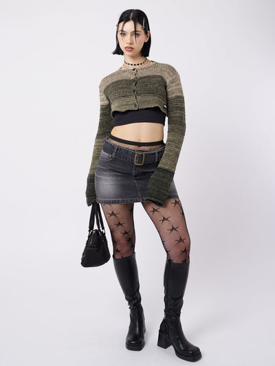 Drea Green Extreme Cropped Cardigan
