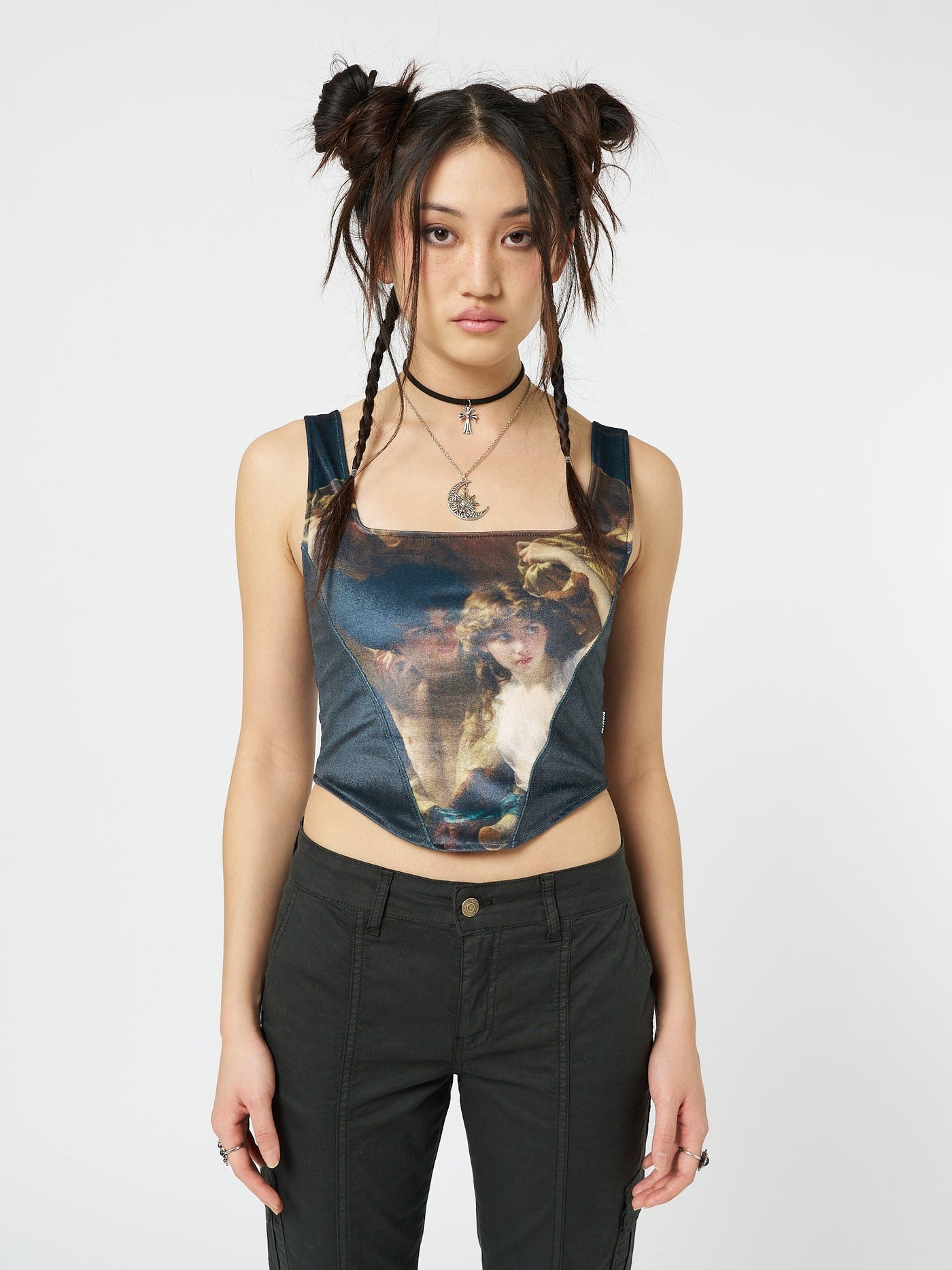 Arieta Black Velvet Corset Crop Top - Minga  US