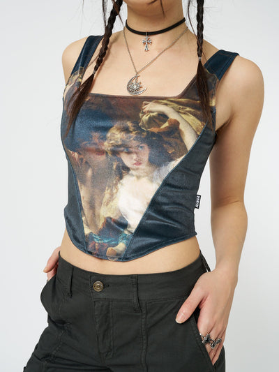 Arieta Black Velvet Corset Crop Top - Minga  US