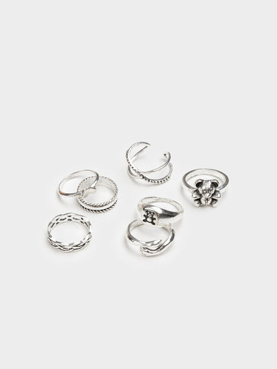 Bear With Me Silver Rings Set