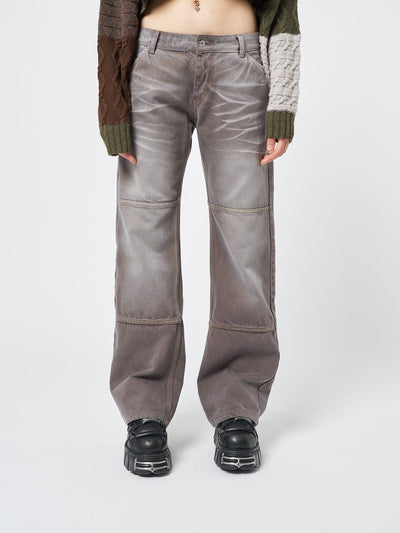 Brew Washed Brown Straight Jeans - Minga  US
