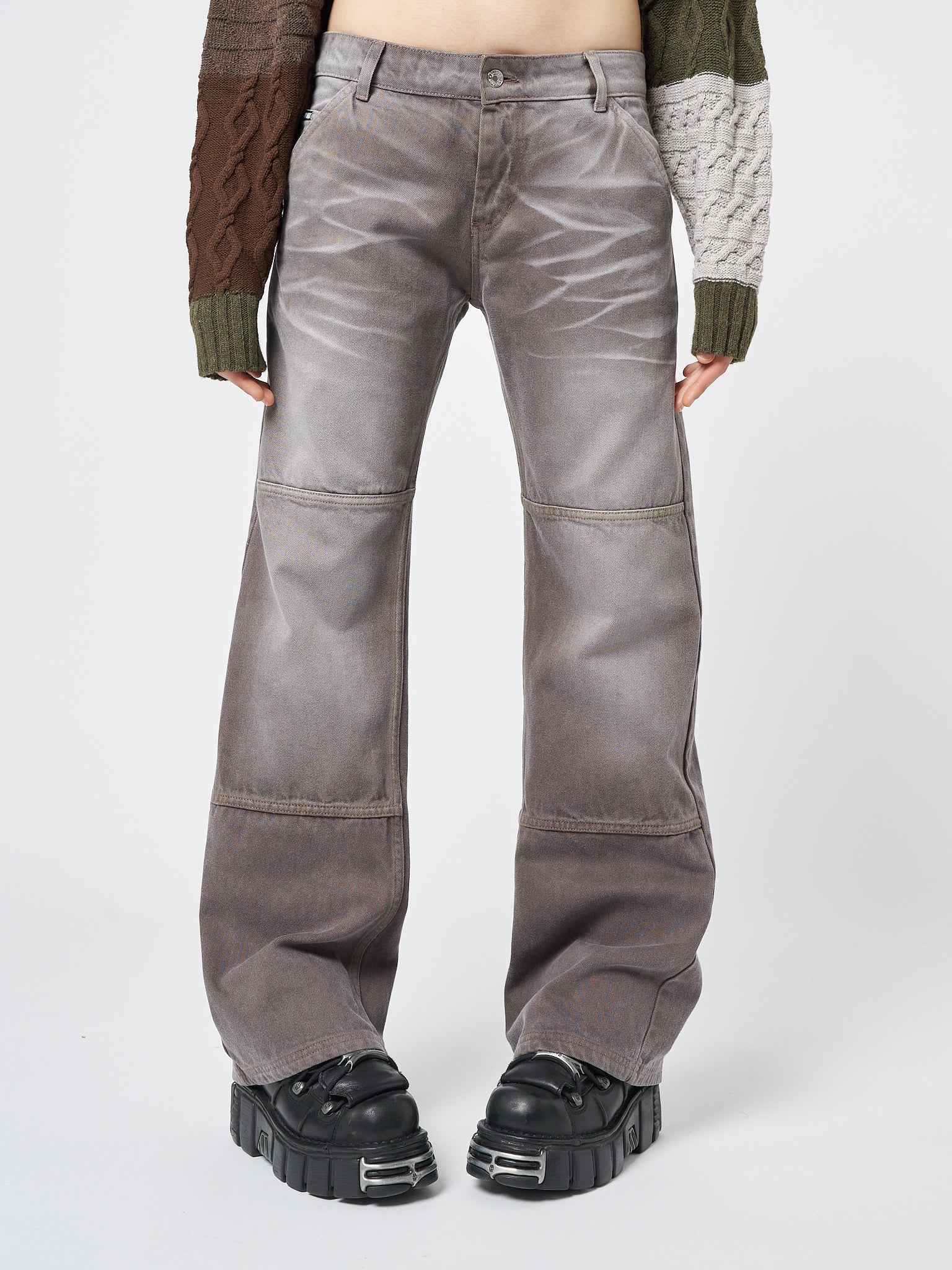 Brew Washed Brown Straight Jeans