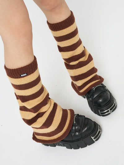 Brown & Honey Striped Flare Leg Warmers