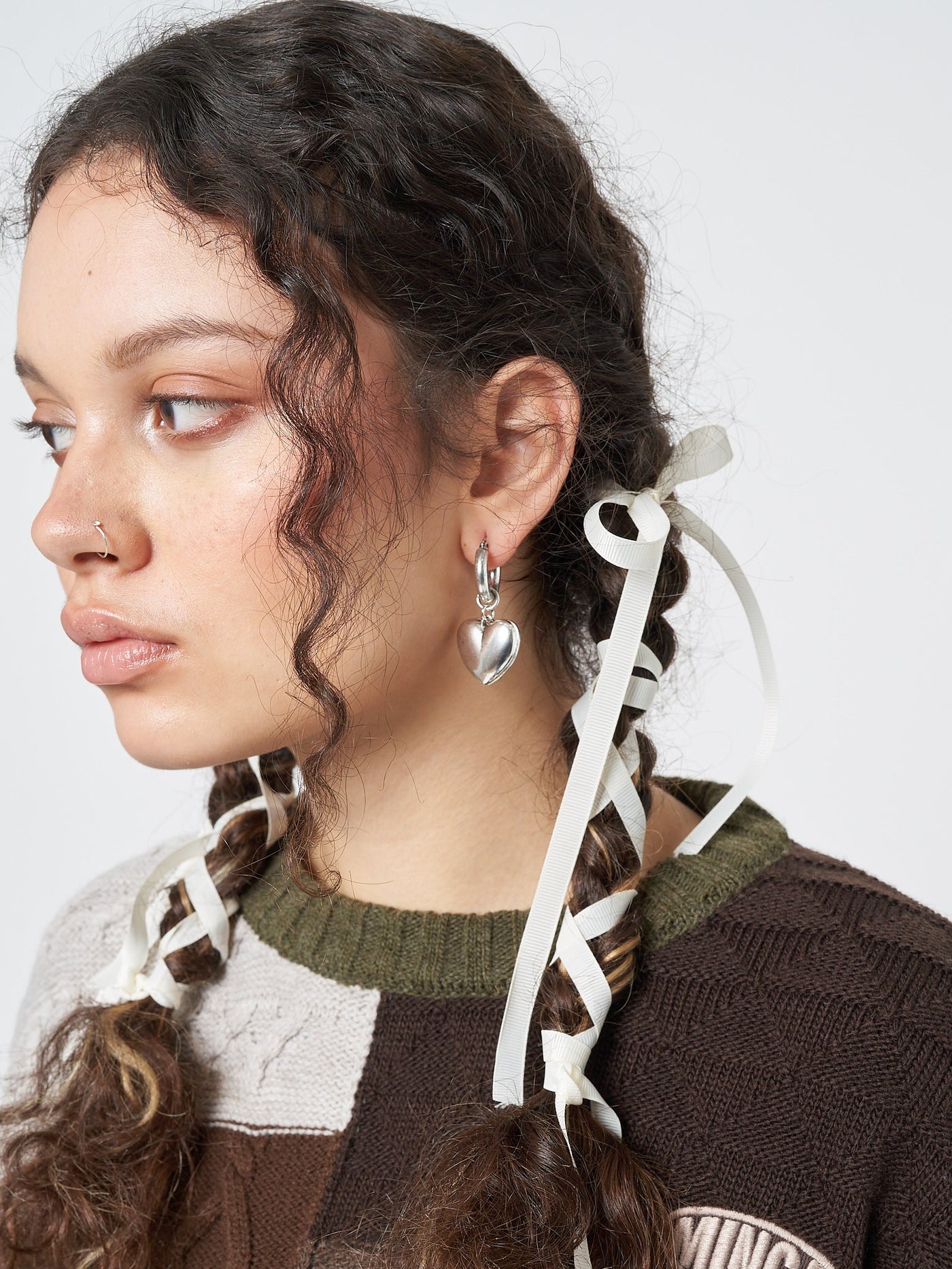 Chunky Heart Hooped Earrings