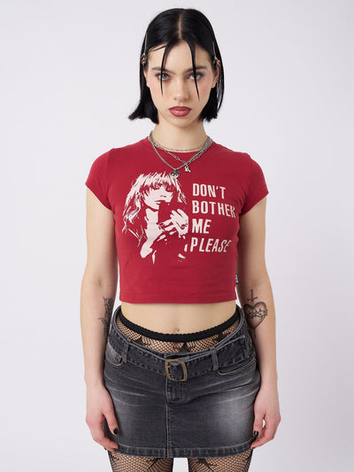 Don't Bother Me Plz Red Baby Tee - Minga  US