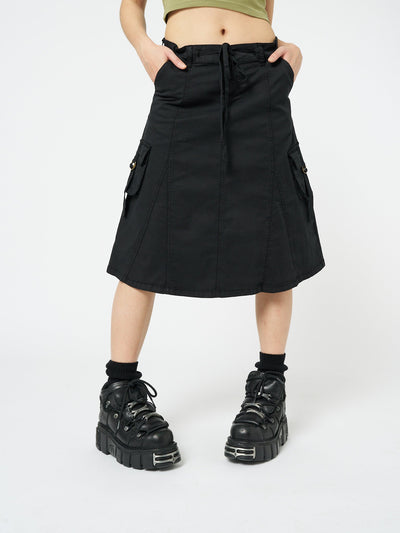 Fae Black Cargo Midi Skirt - Minga  US