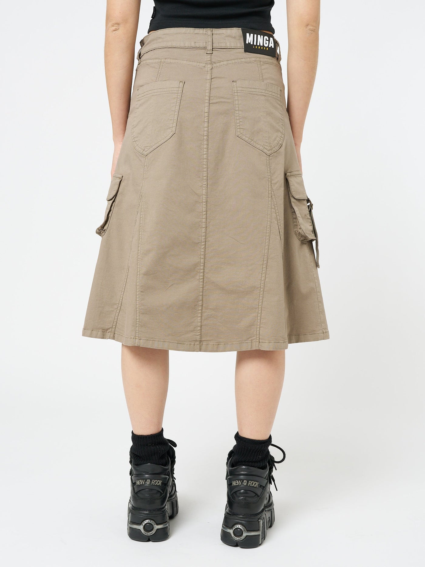 Fae Brown Cargo Midi Skirt
