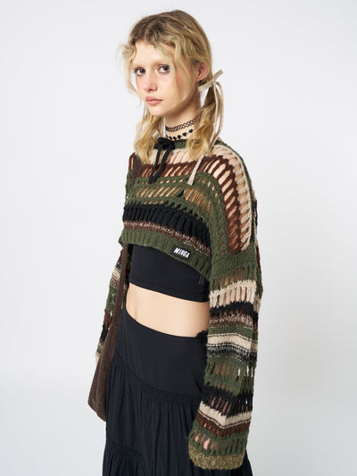 Giselle Green Extreme Crop Knit Sweater - Minga  US
