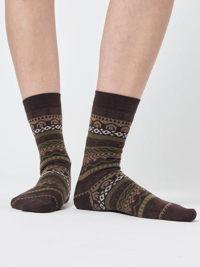 Grandma Jacquard Knit Socks - Minga  US