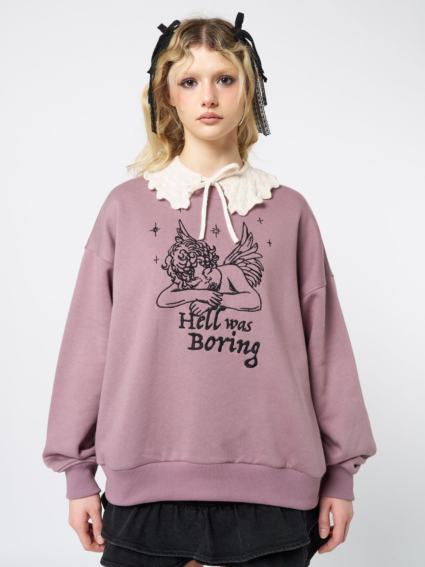 Hell Was Boring Graphic Oversized Sweater