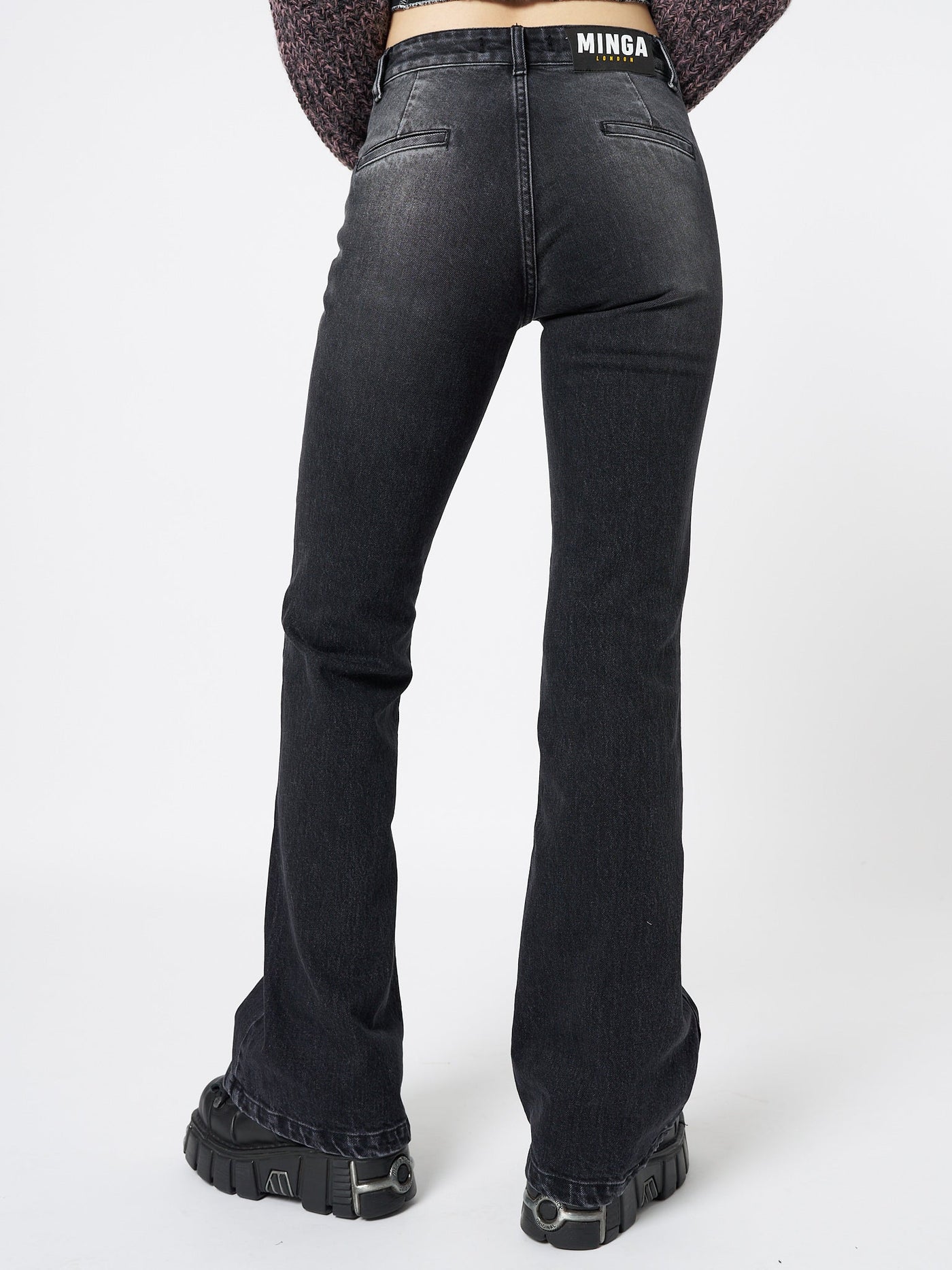 Jade Black Front Pocket Flare Jeans