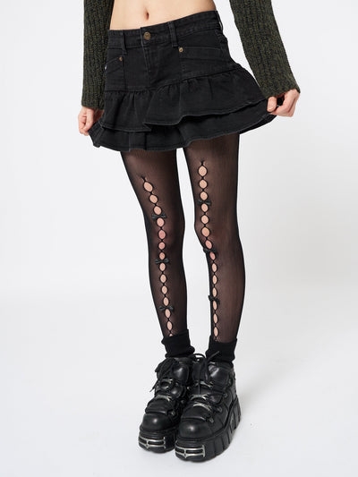 Kat Washed Black Denim Y2k Mini Skirt - Minga  US