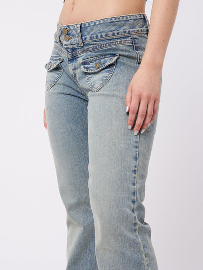 Mia Over Dye Front Pocket Flare Jeans - Minga  US