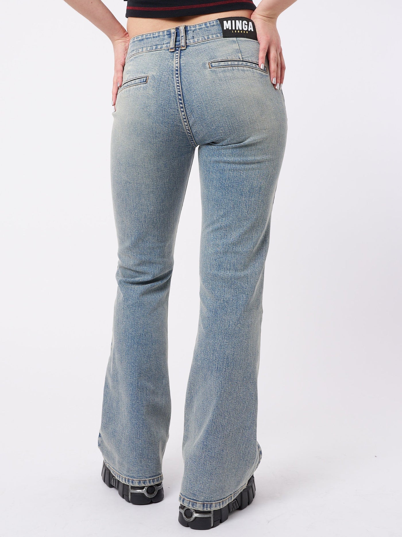 Mia Over Dye Front Pocket Flare Jeans