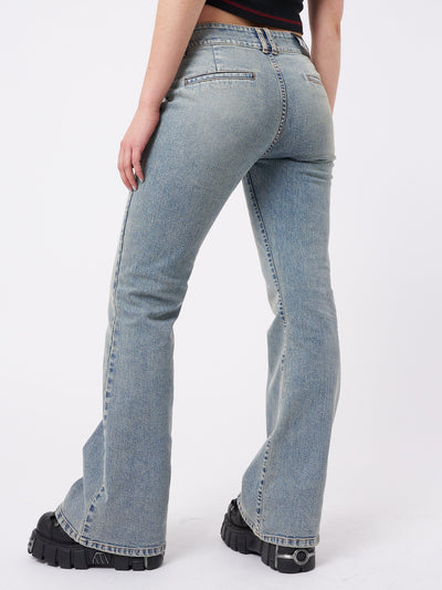 Mia Over Dye Front Pocket Flare Jeans - Minga  US