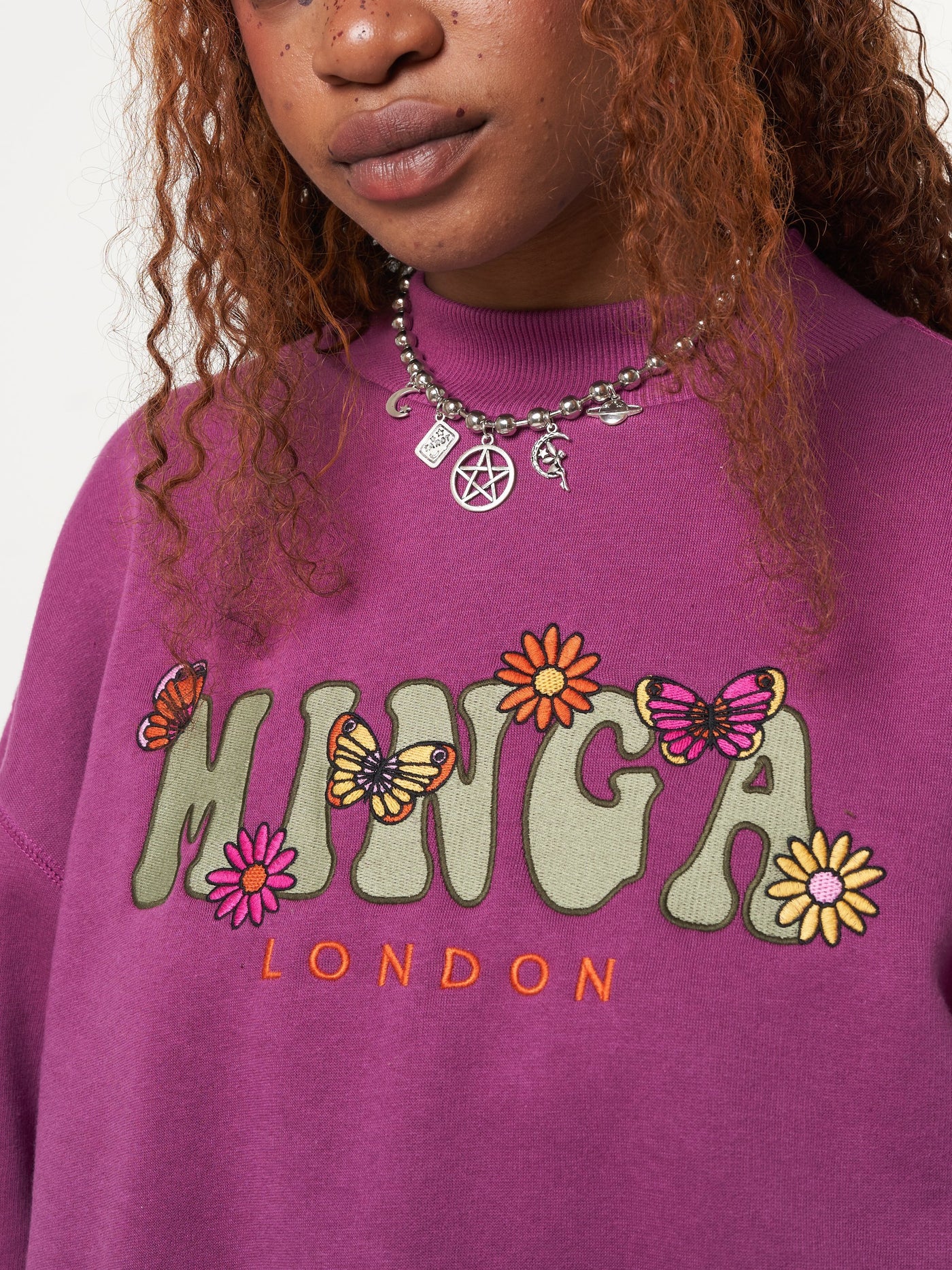 Minga Flowers & Butterflies High Neck Sweater
