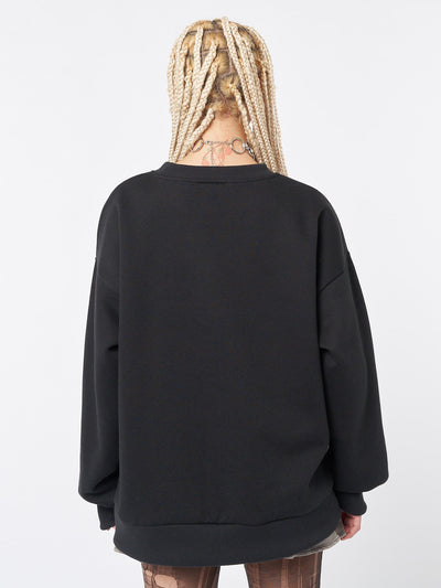 Overthinker Black Lace Up Sweatshirt