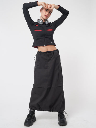 Ruby Black Maxi Tech Cargo Skirt - Minga  US