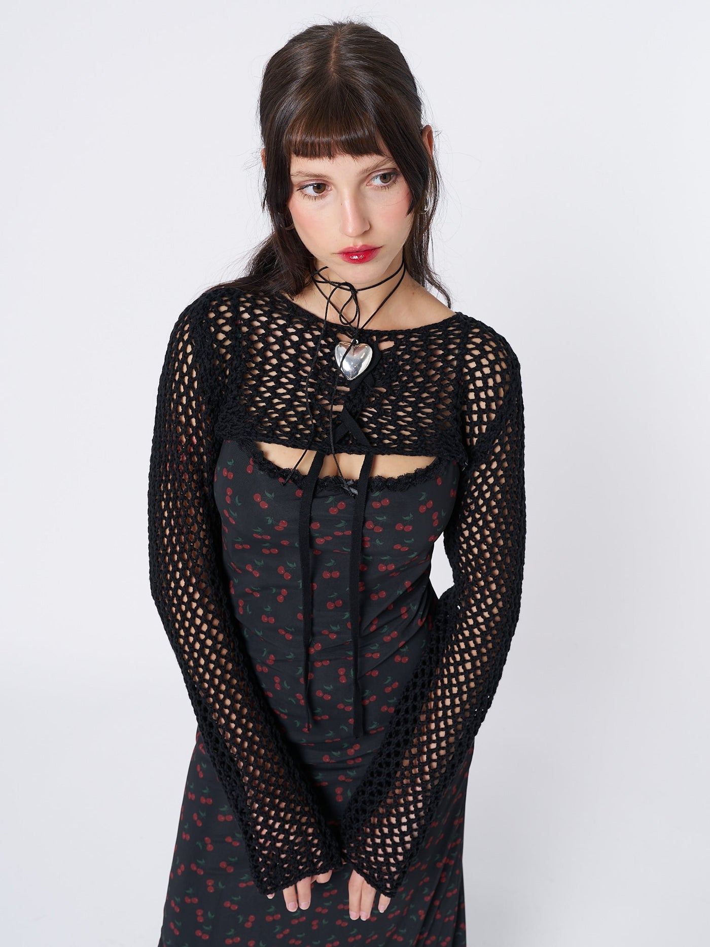 Ramona Black Lace Up Knitted Shrug - Minga  US