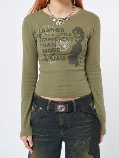 Rather Be Different Khaki Graphic Top
