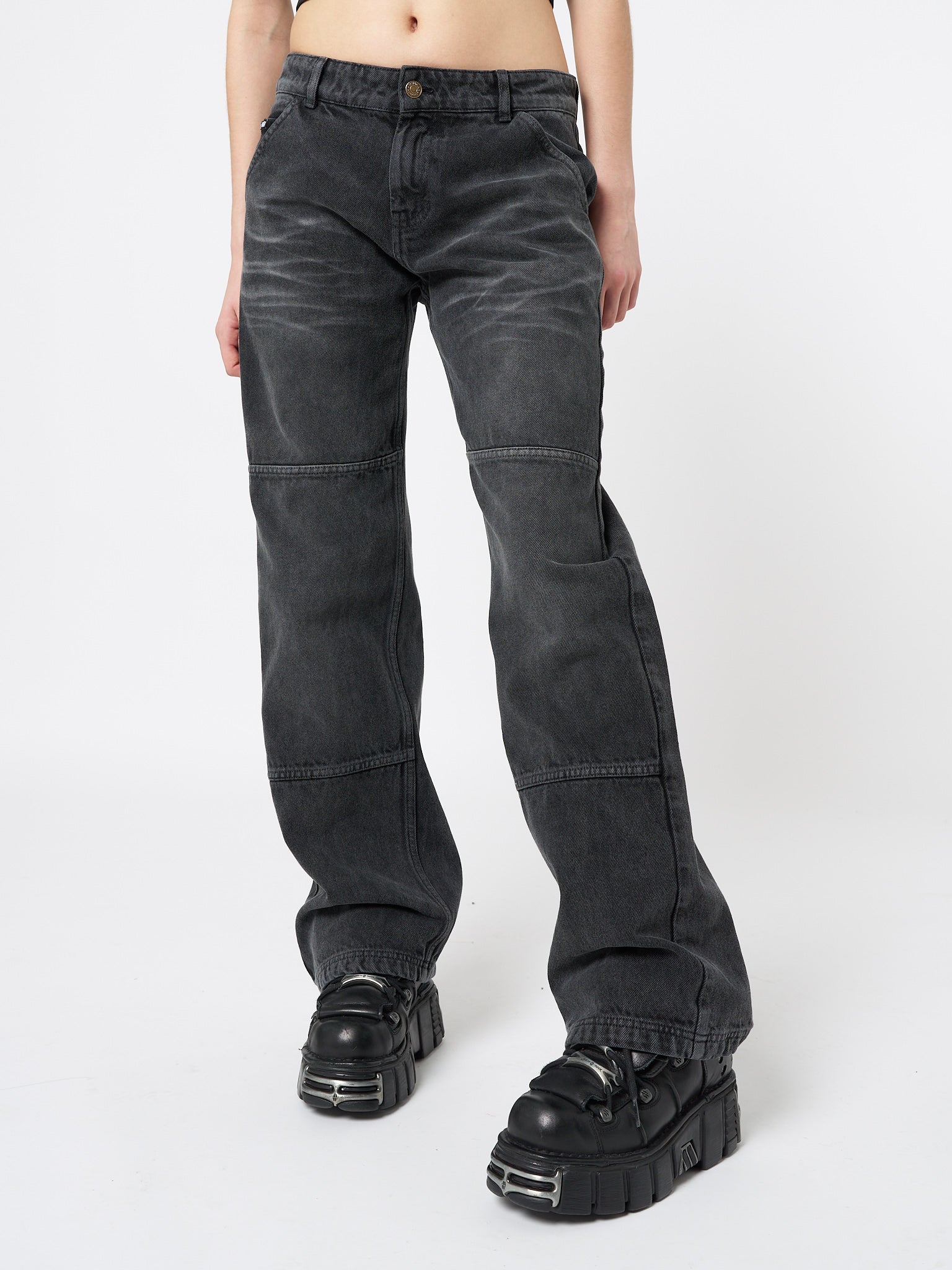 Shadow Washed Black Straight Jeans
