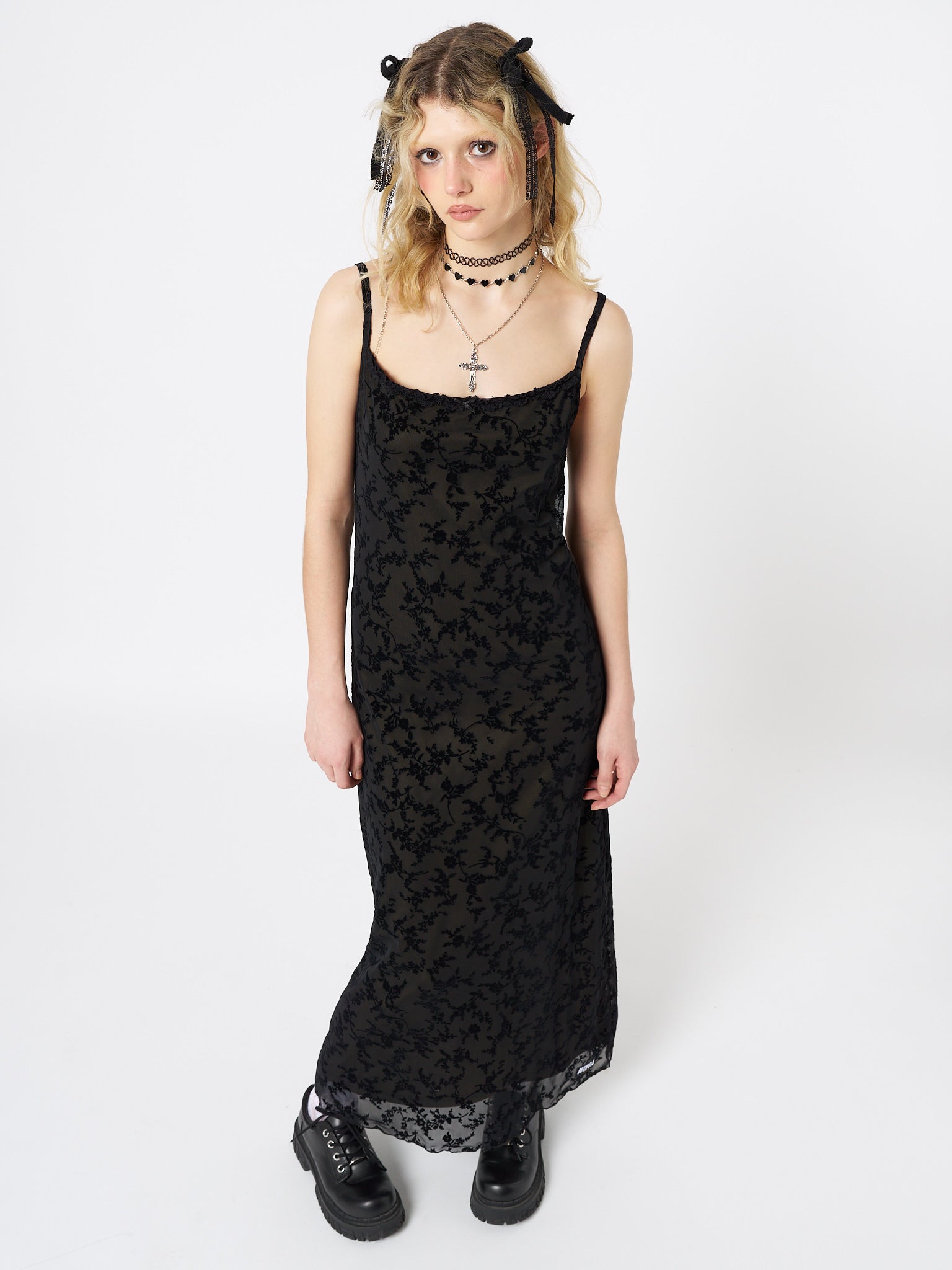 Titania Black Mesh Maxi Dress